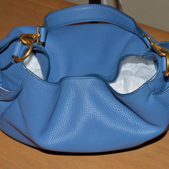 Prada Vitello Daino Cobalto Blue Leather Tote Shoulder Bag B4863M $1640 w Cards - Picture 15 of 15